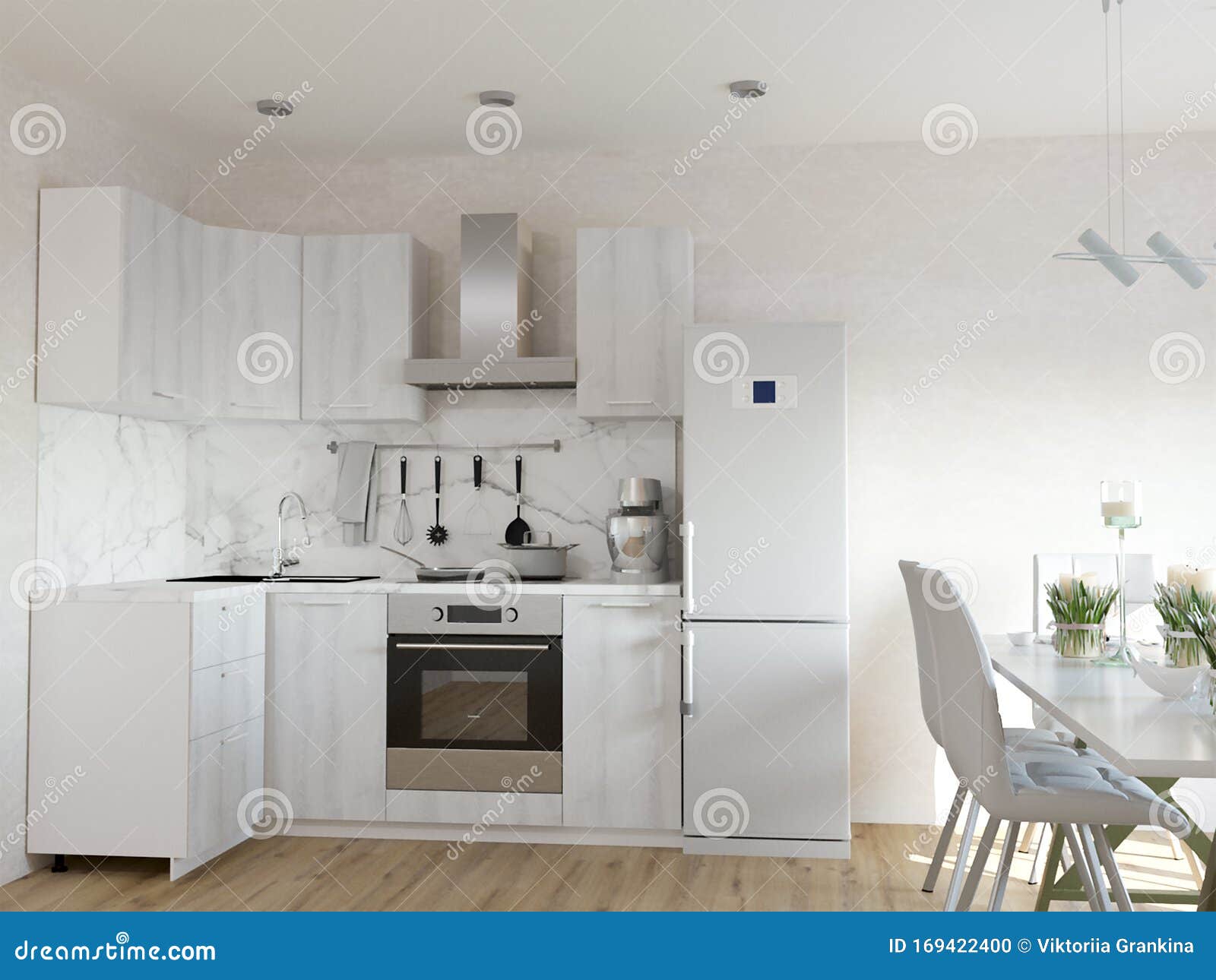 3d Rendering Of New Modern Kitchen Stock Illustration