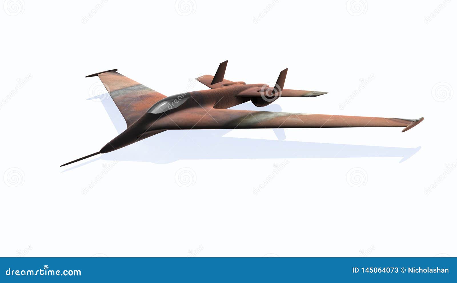 3d rendering of nice air force palne  with single color
