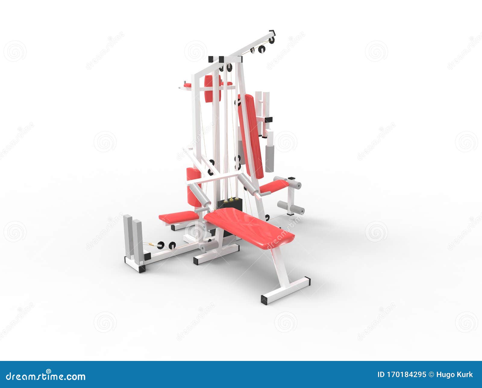3d rendering ofo gym equipment  in empty space