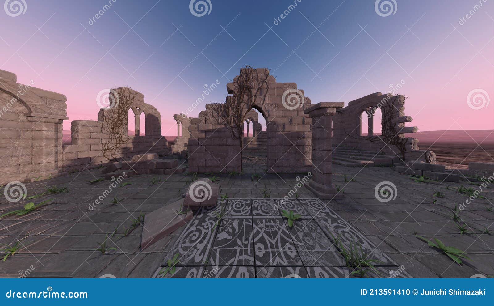 3D rendering of old ruins stock illustration. Illustration of site