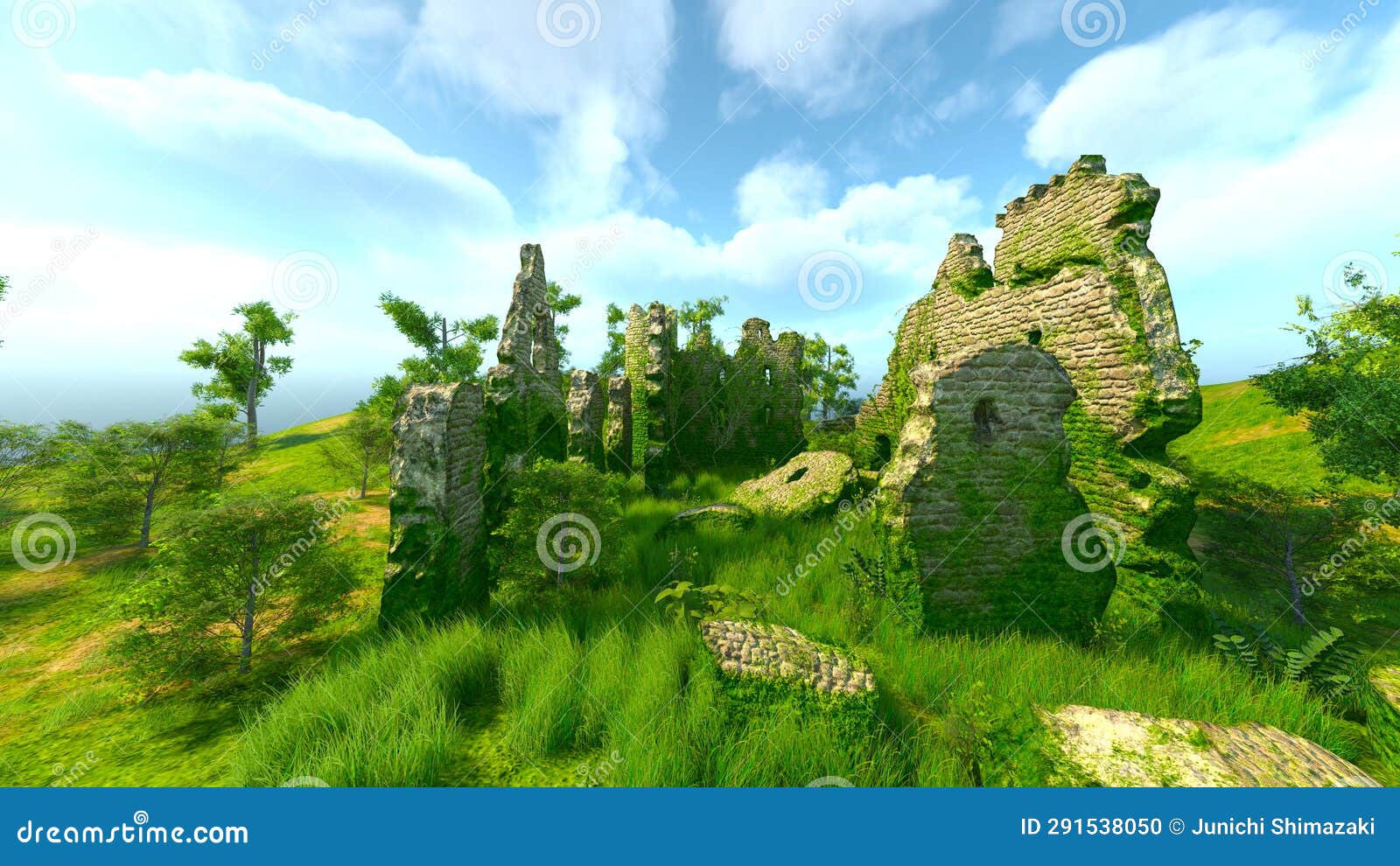 3D Rendering of the Palace Ruins at the Summit Stock Illustration
