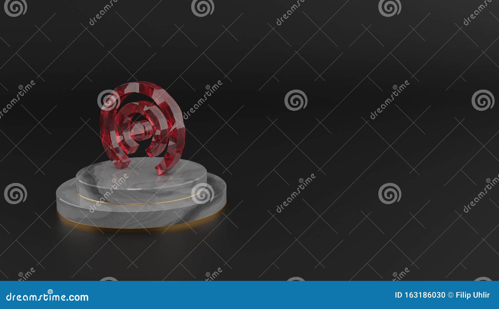 3d rendering of red gemstone  of connection icon