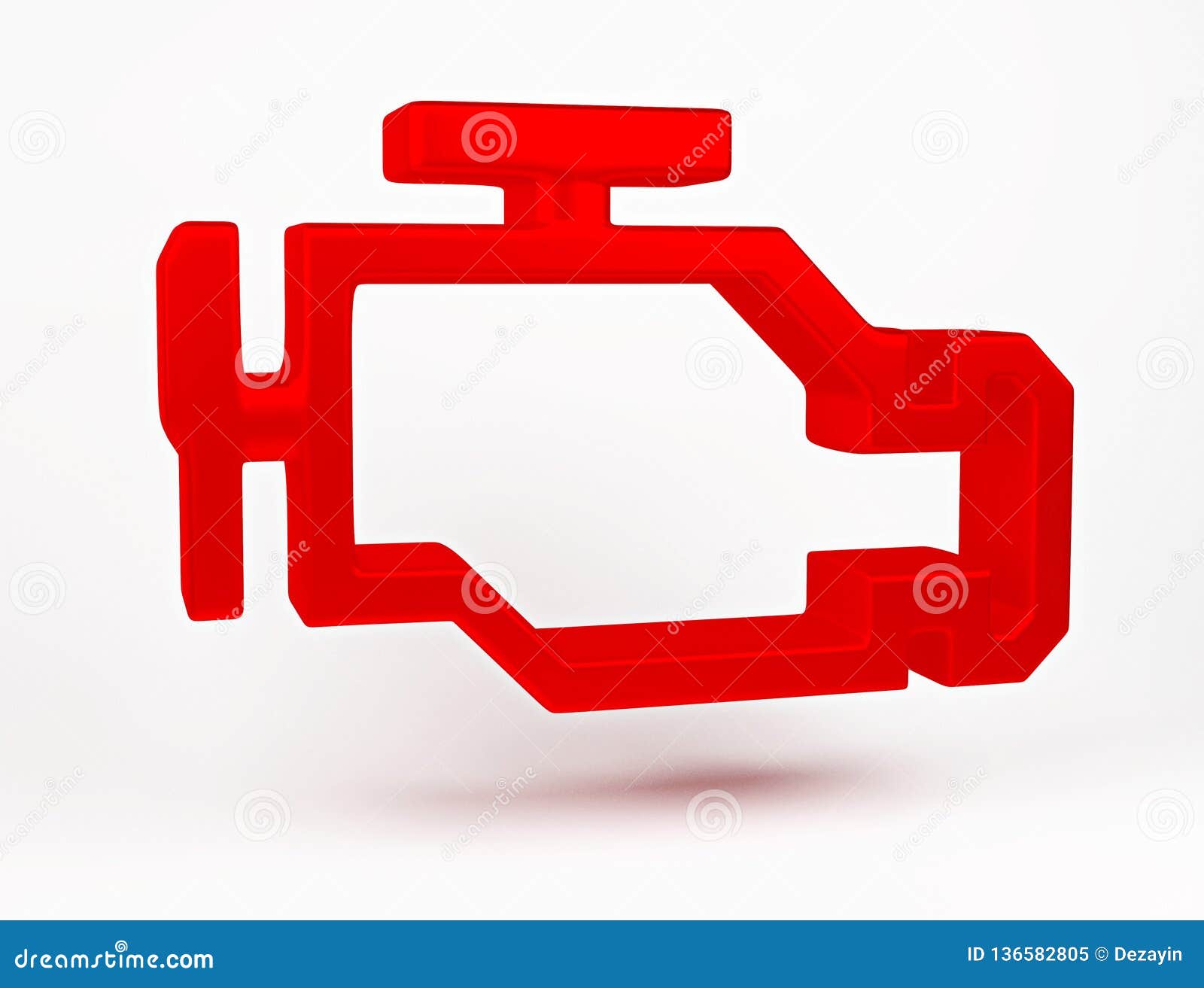 3D Rendering. Malfunction Or Check Engine Car Light Symbol, Dash Board