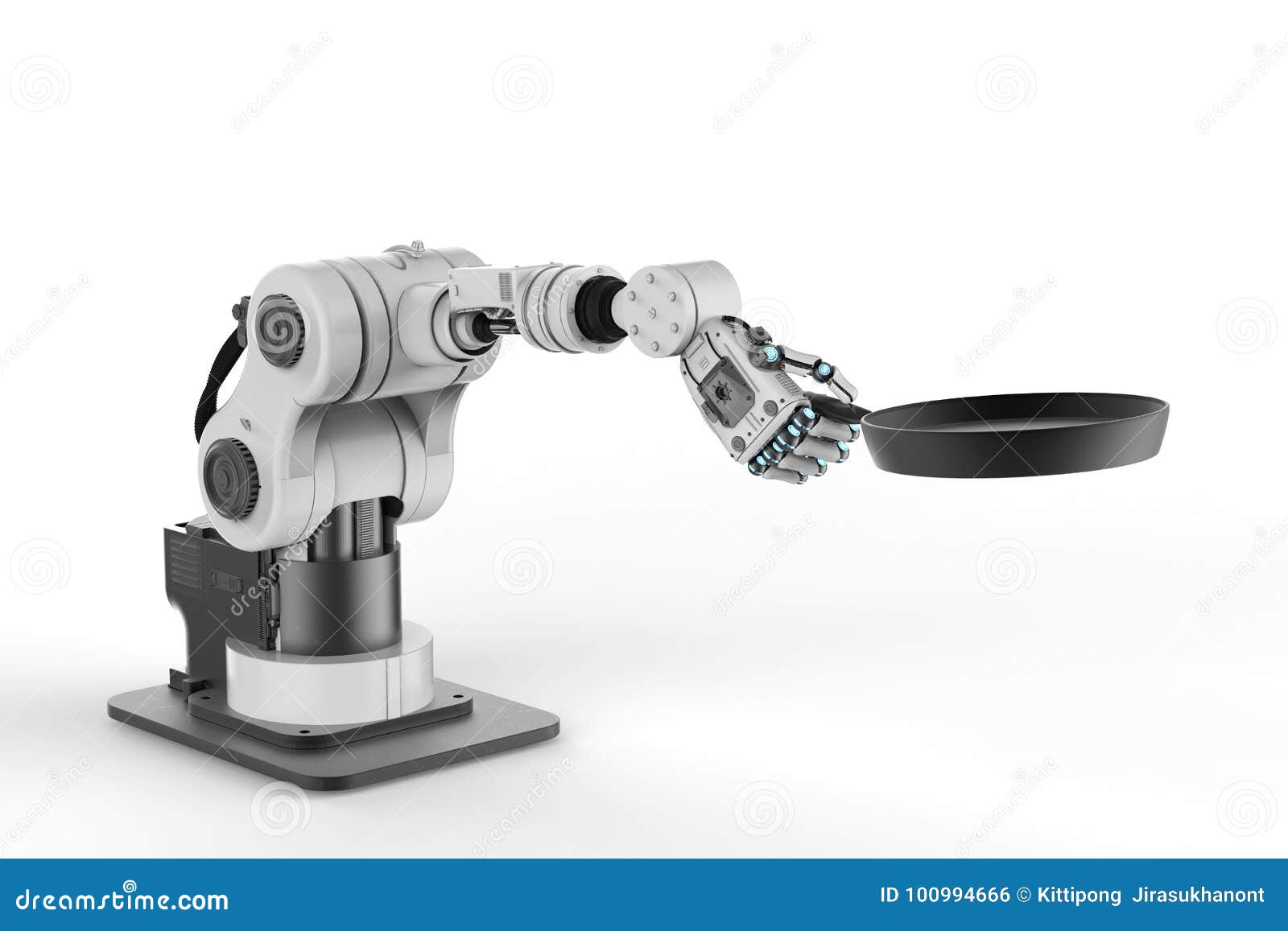 Robot Hand Holding Frying Pan Stock Photo Image of computer, 100994666