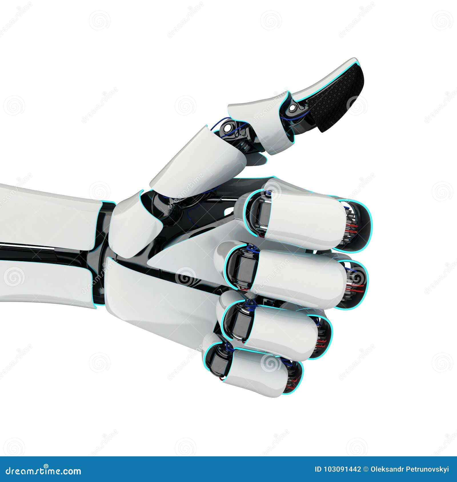 3D Rendering Robotic Hand on a White Background Stock Illustration ...