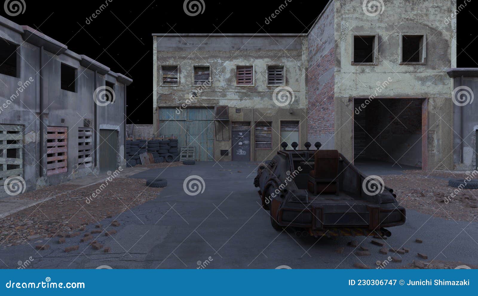 3D rendering of the ruins stock illustration. Illustration of courtyard