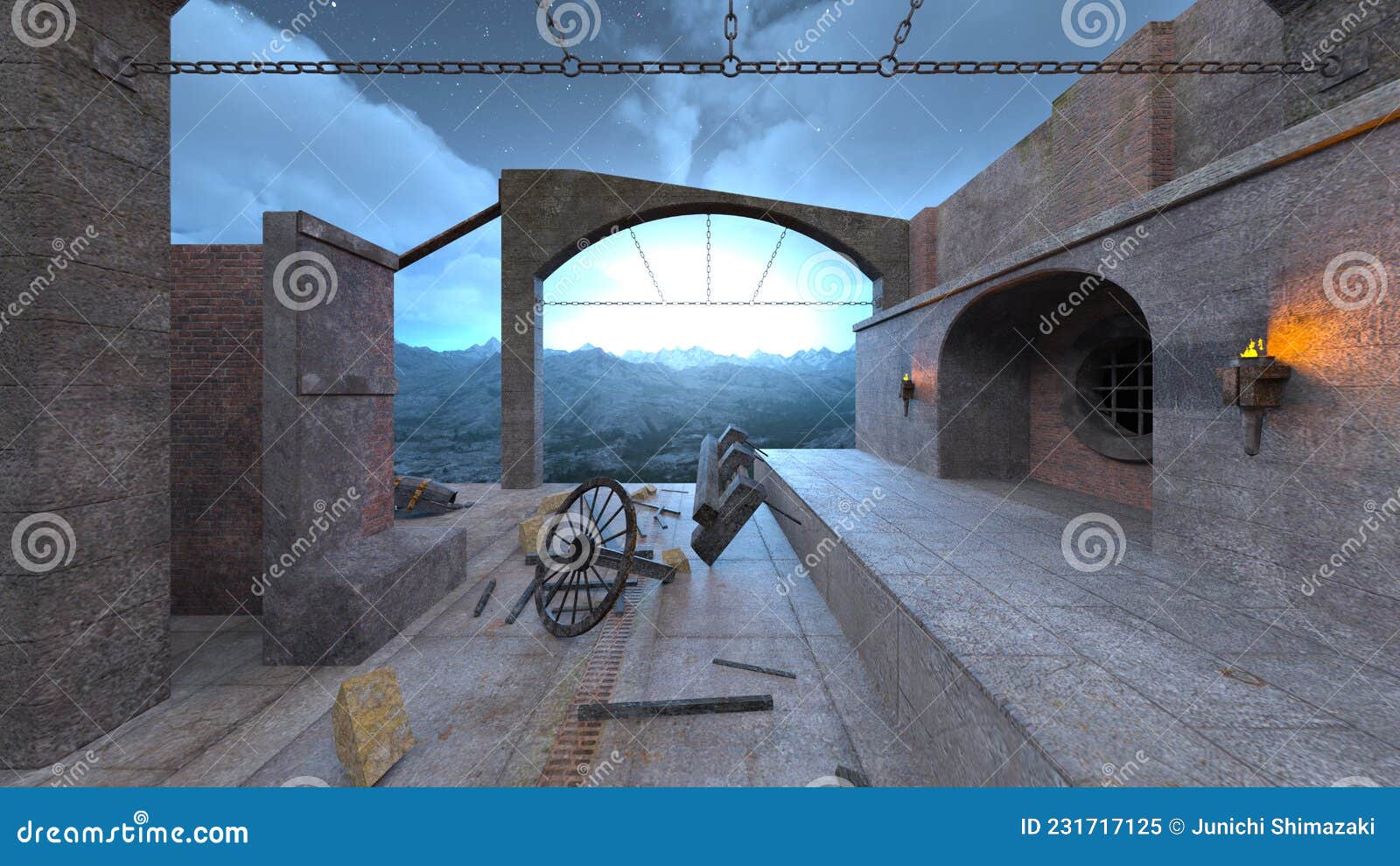 3D rendering of the ruins stock illustration. Illustration of