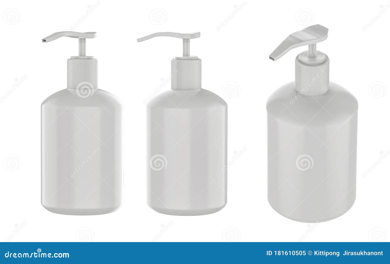 Set of White Empty Pump Bottles Stock Illustration - Illustration of