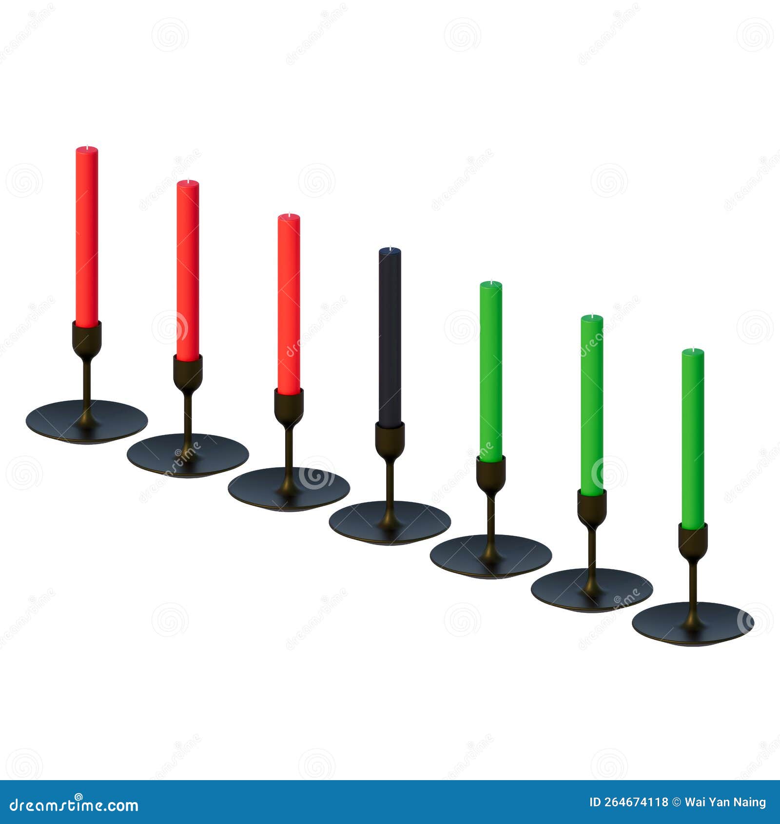 3D RENDERING of SEVEN CANDLES Stock Illustration Illustration of