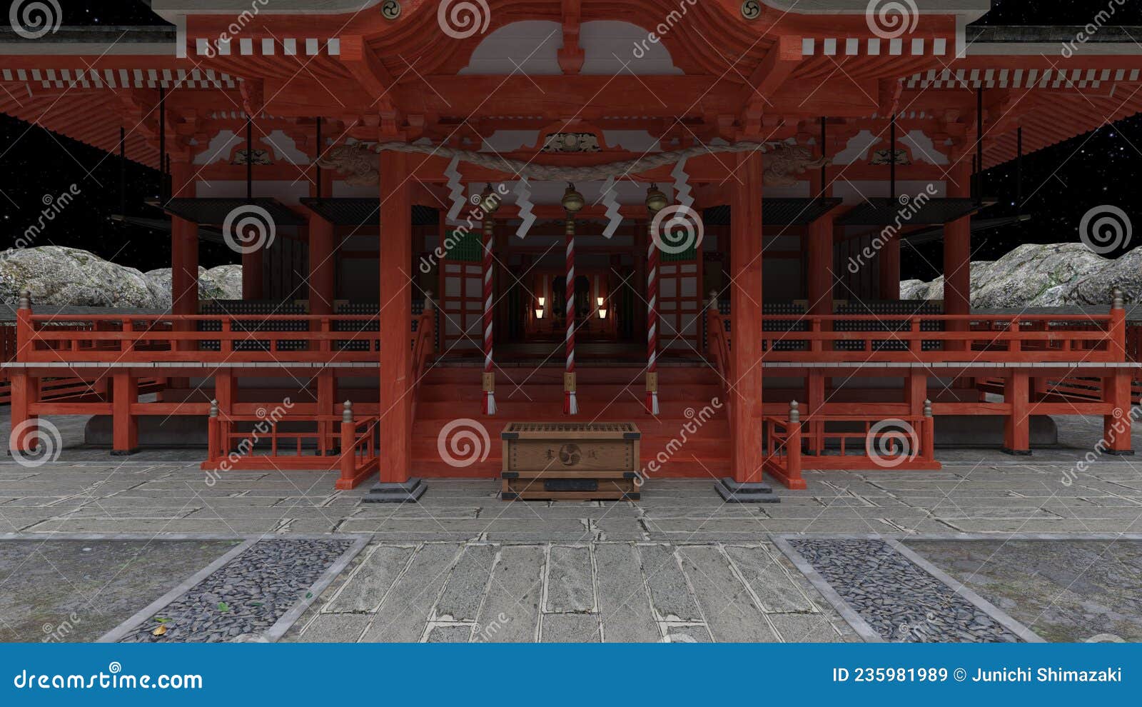 3D Rendering of the Shinto Shrine Stock Illustration Illustration of