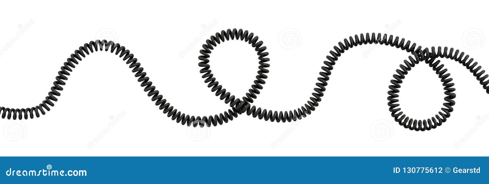 3d rendering of a single curved spiral cable lying on a white background.