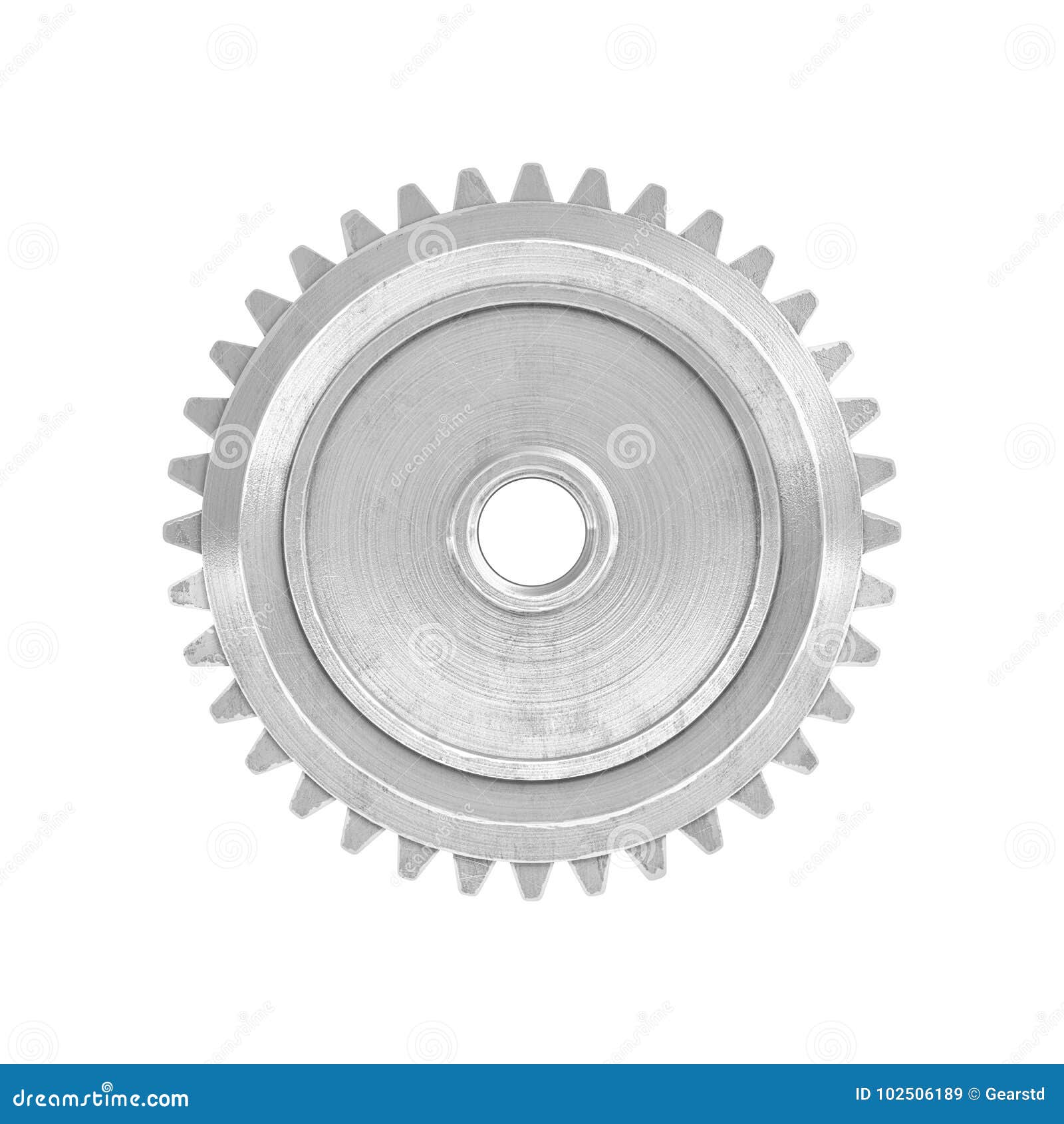 3d Rendering Of A Single Metal Straight Spur Gear In Side View Isolated