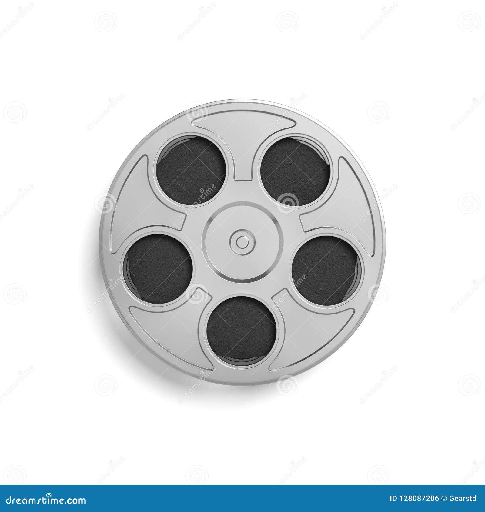 3d Rendering of a Single Movie Reel with a Lot of Film Taped Tightly Inside  of it in a Top View on a White Background. Stock Photo - Image of retro,  full