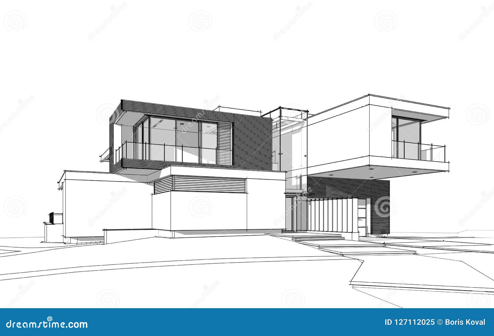 Featured image of post Sketch Modern House Drawing : Continuous one line drawing modern house logo vector.