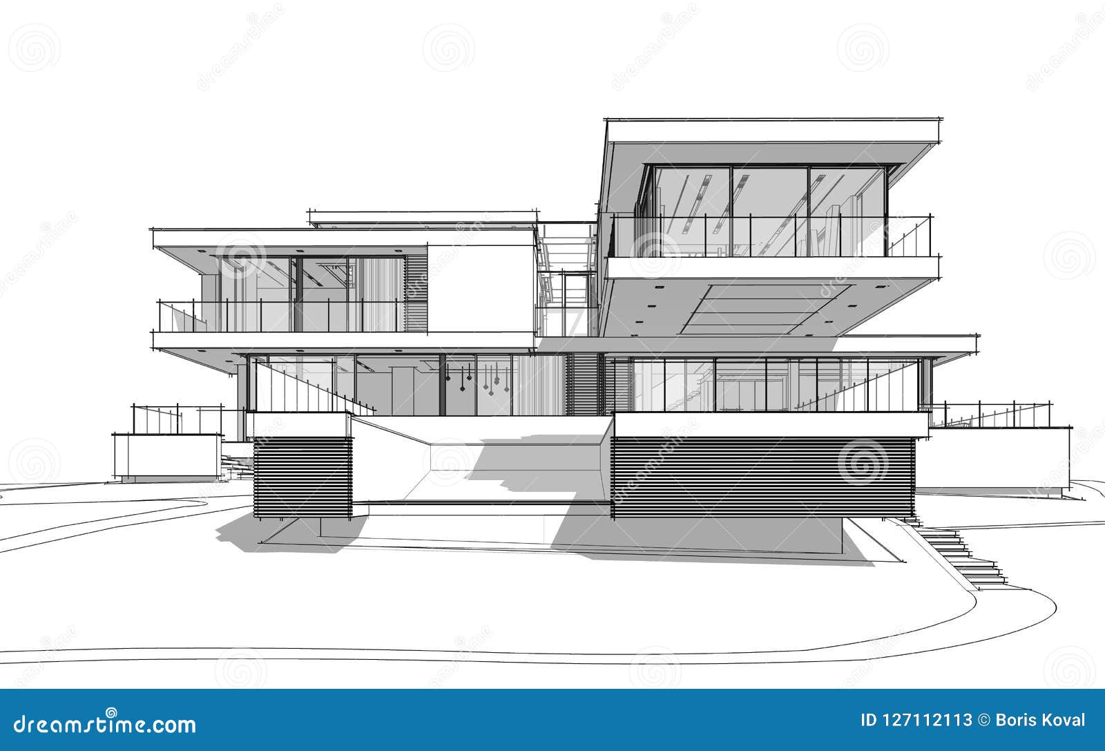 Modern House Drawing Design - You may see both horizontally and