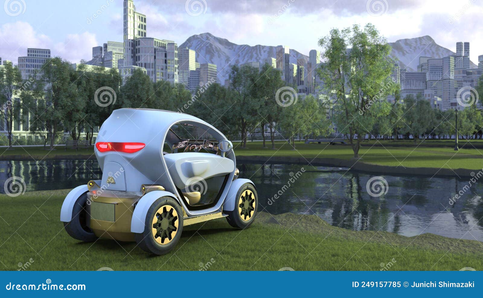 3D Rendering of the Small Electric Vehicle Stock Illustration