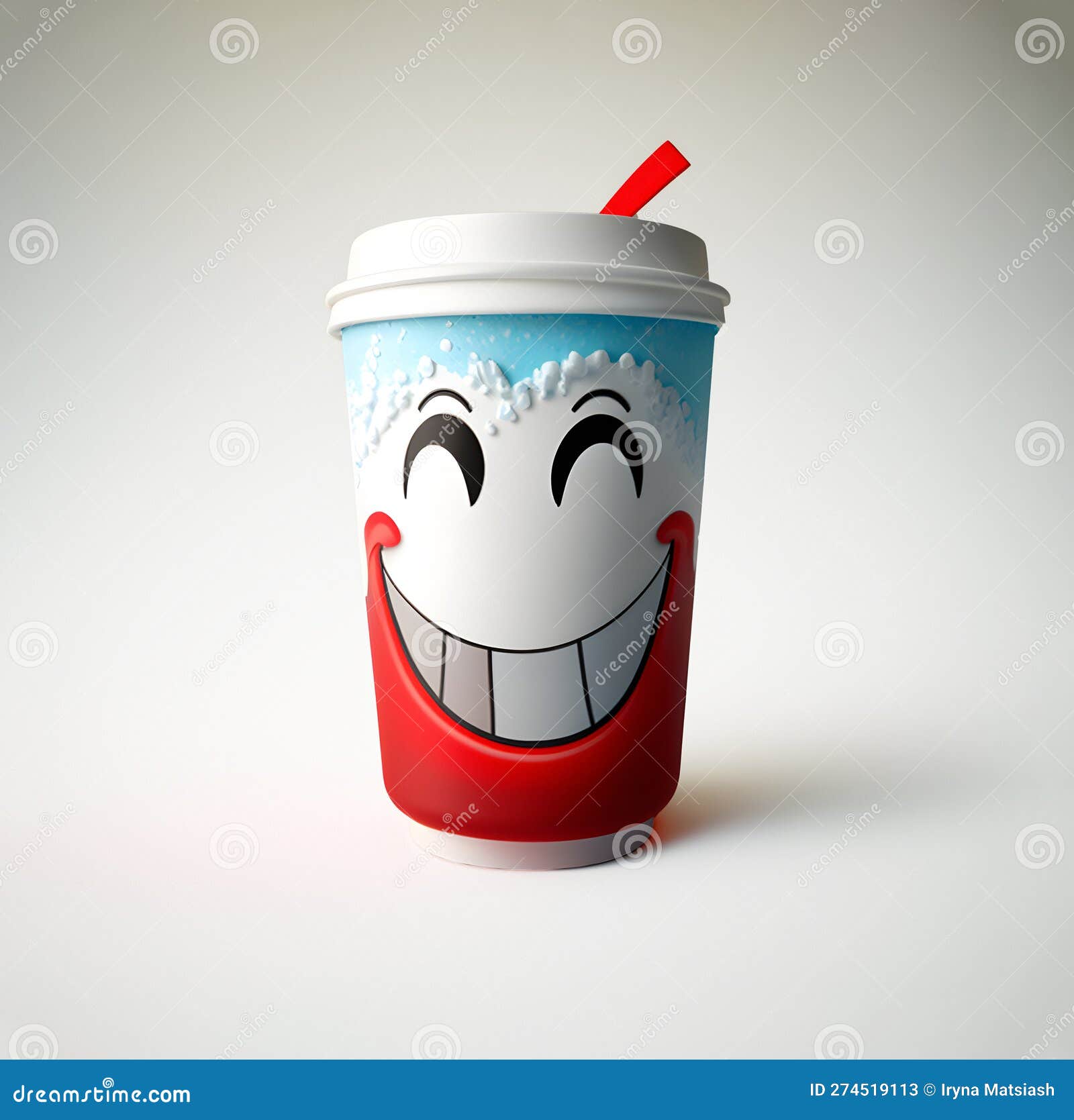 White Cup of Happy Smiley Iced Coffee Glass