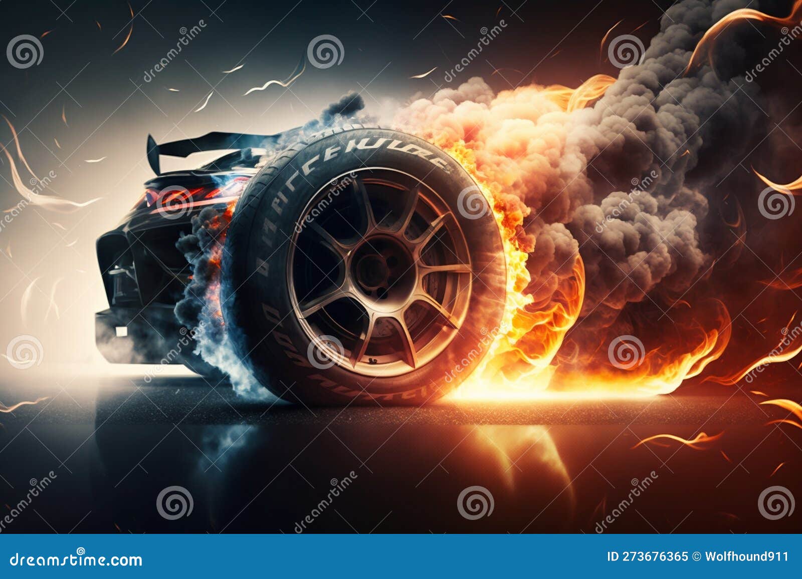 3D rendering, Sports Car Racing on race track, Car wheel drifting