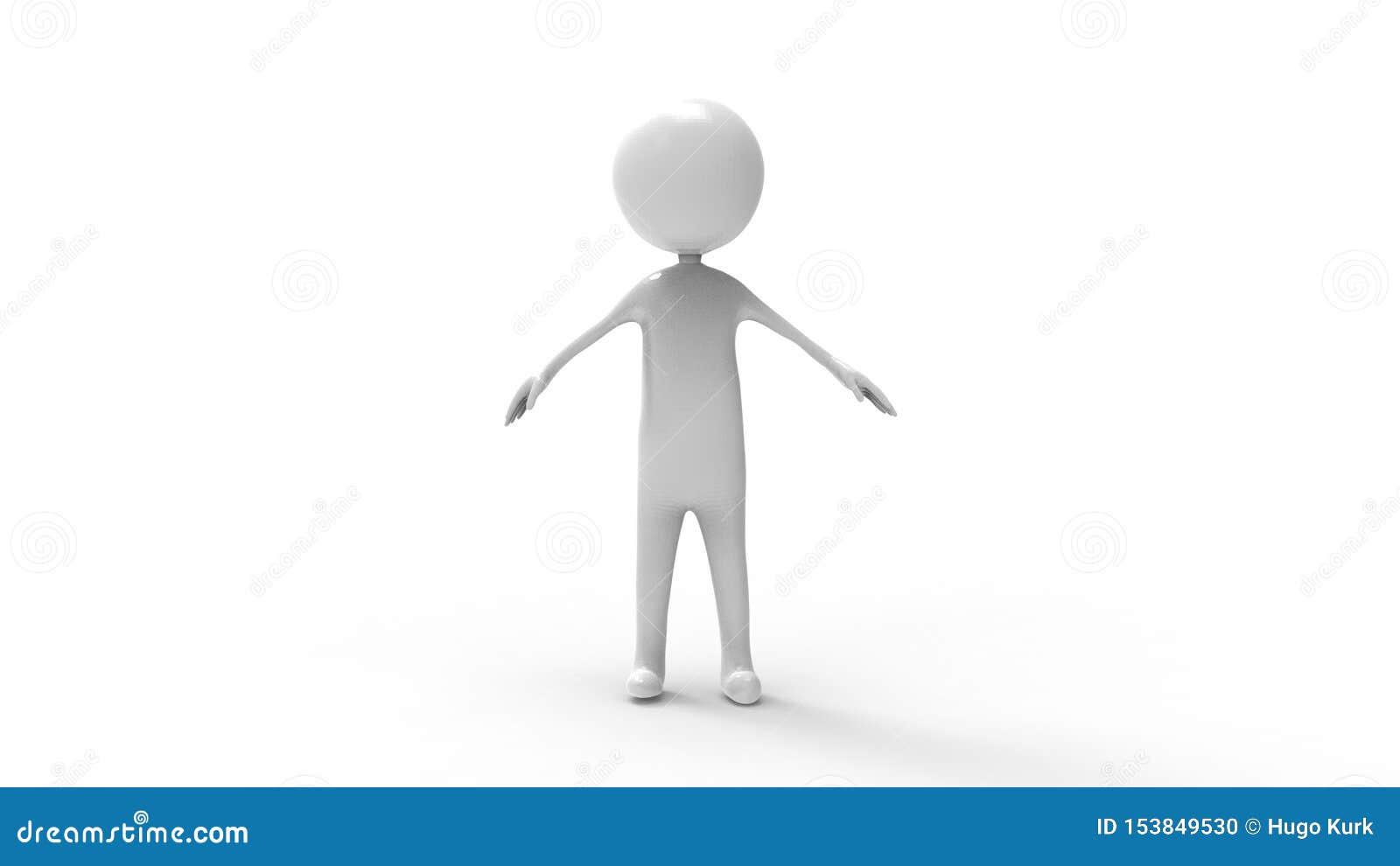 3d Rendering of a Stick Figure Isolated in White Studio Background
