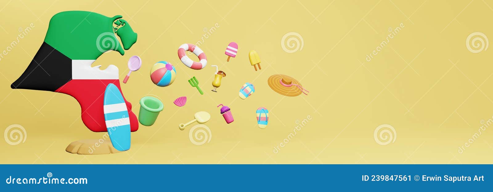 3d Rendering of Summer Holidays in Kuwait Stock Illustration