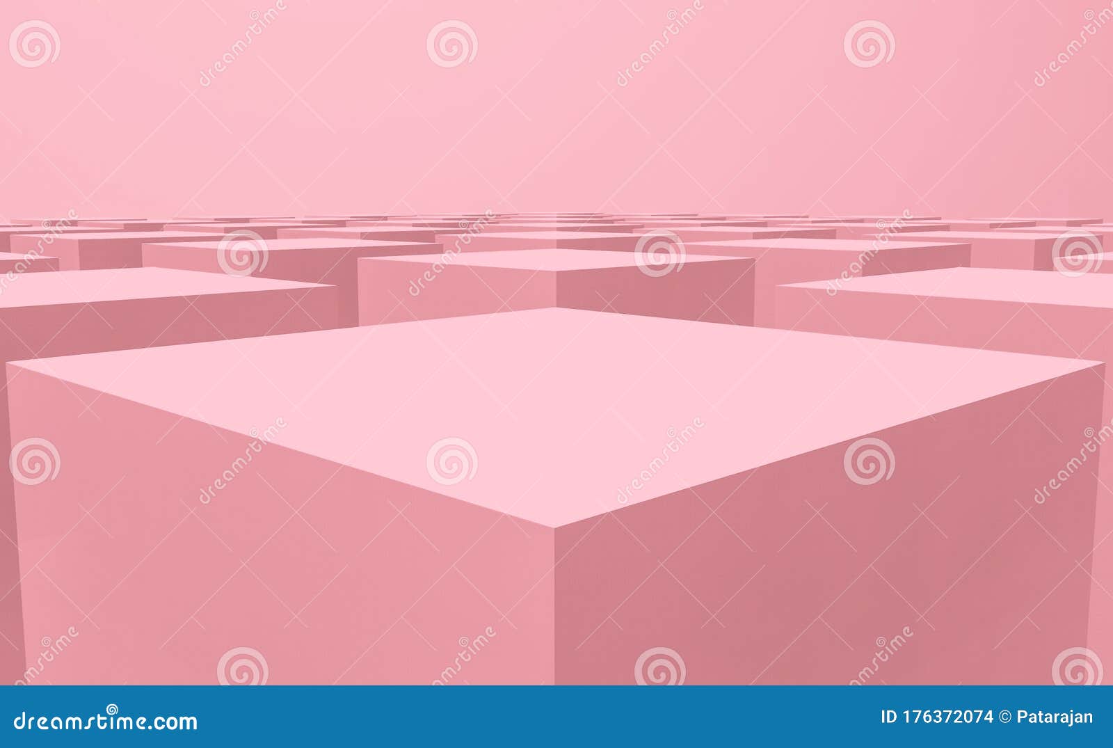 3d Rendering. Sweet Pastel Pink Color Cube Box Stack On Floor Design ...