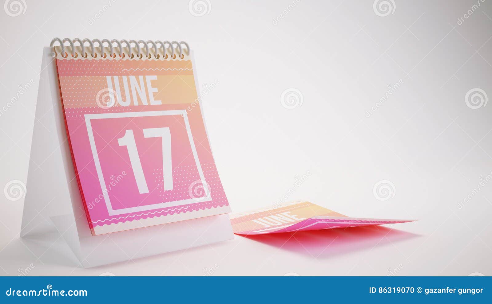3d rendering trendy colors calendar on white background - june 1