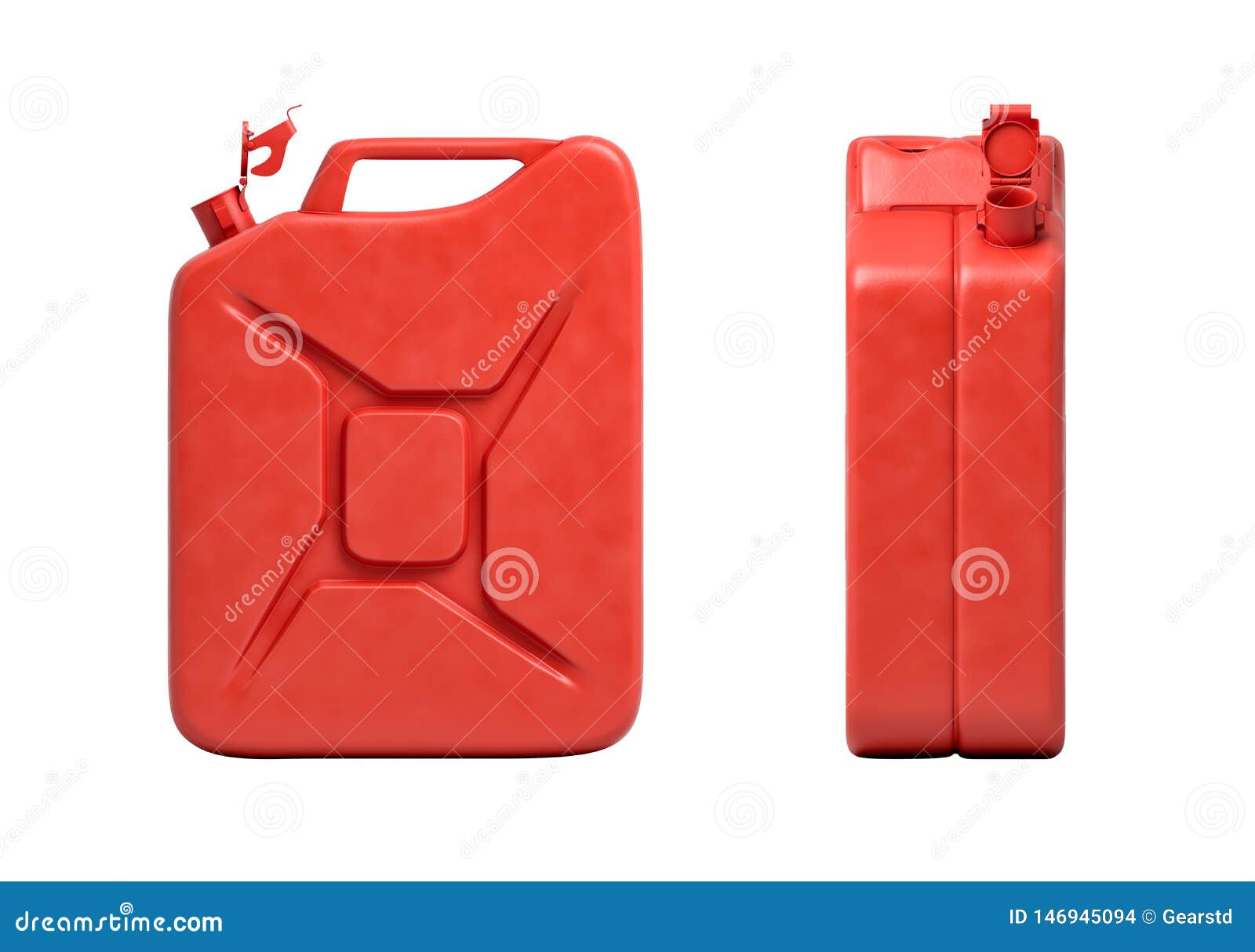 3d Rendering of Two Red Gasoline Cans Isolated on White Background
