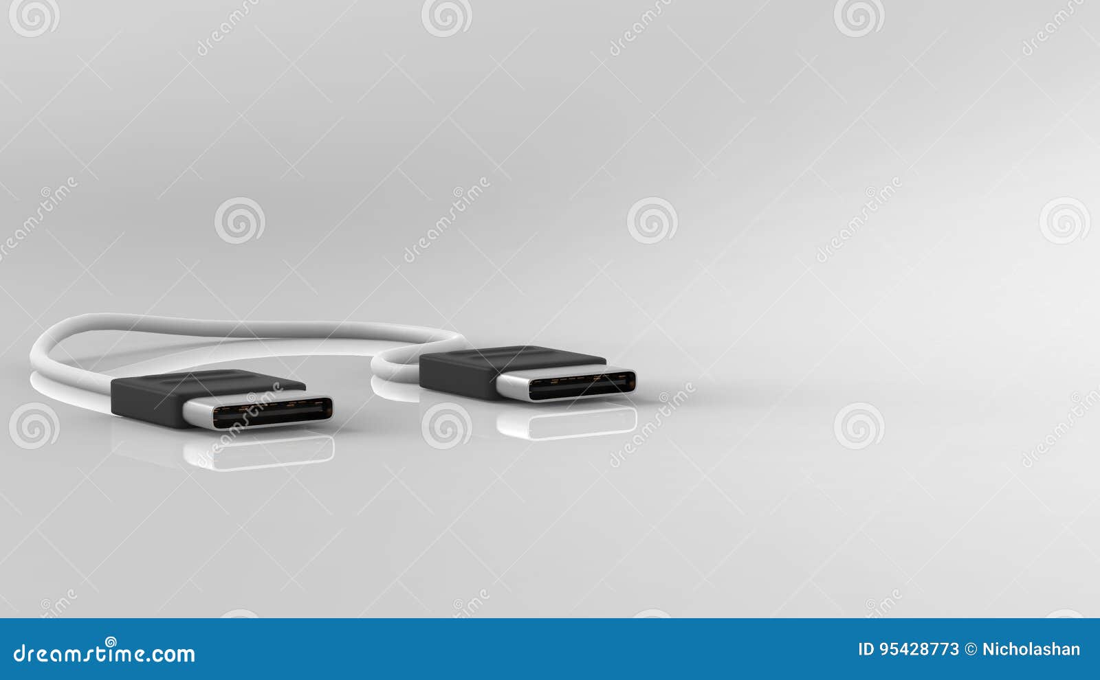 3d rendering of usb type c connector with nice background