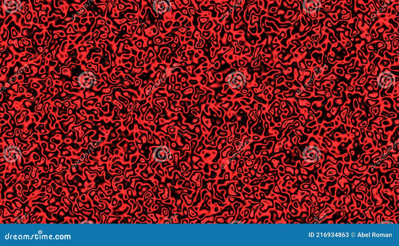 3d rendering of a viscous mass of deformed cells joining and deforming each other in red color