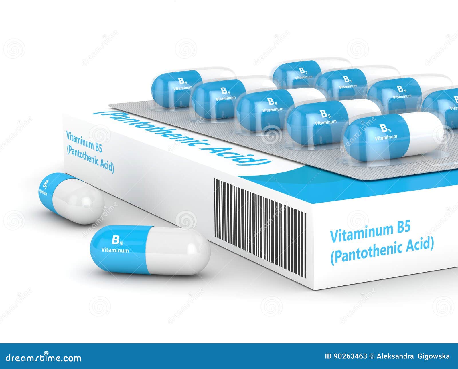 3d Rendering of Vitamin B5 Pills in Blister Stock Illustration