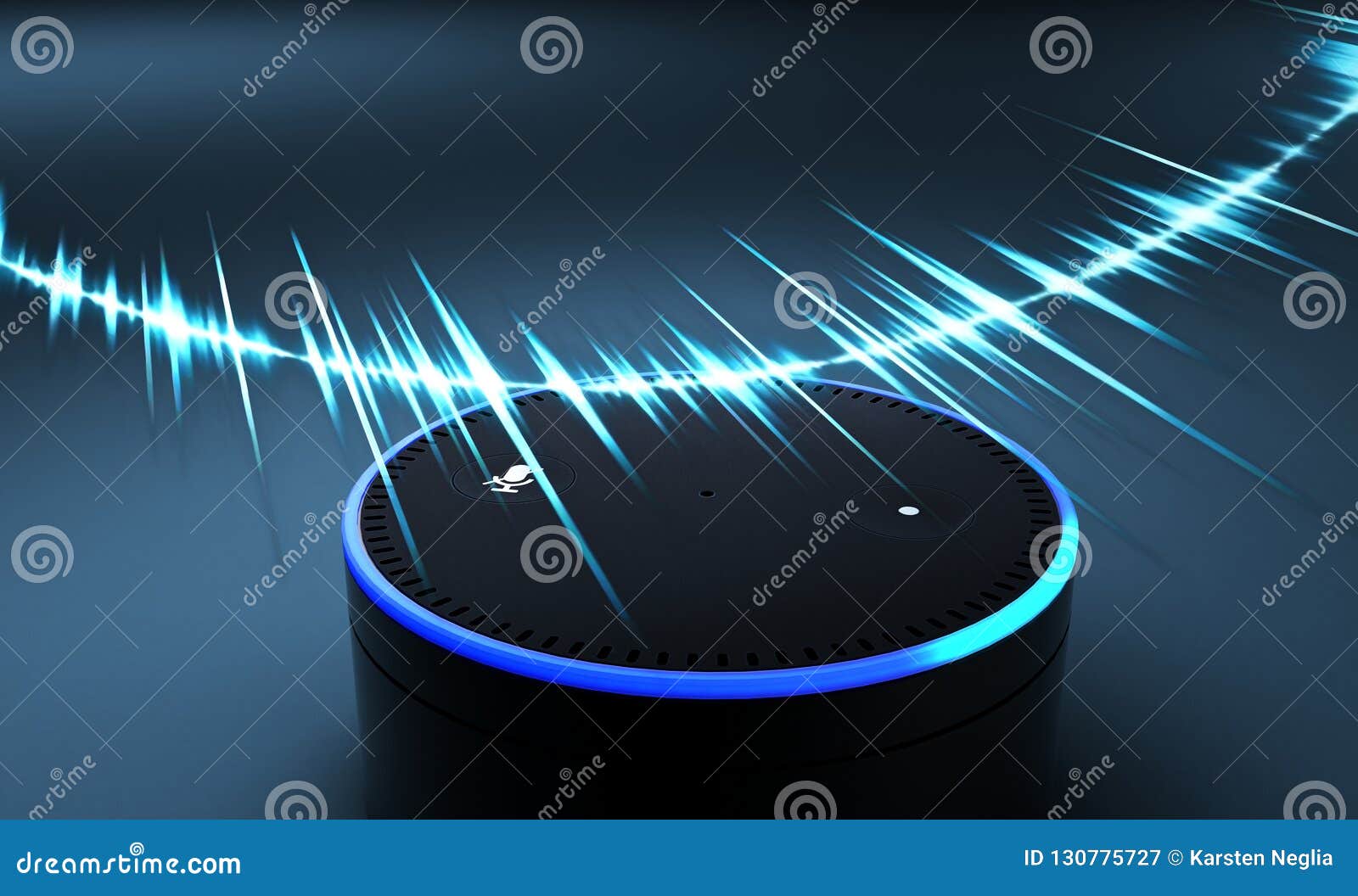 3d rendering of voice recognition system on blue ground