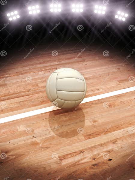 3d Rendering of a Volleyball on a Court with Stadium Lighting Stock ...