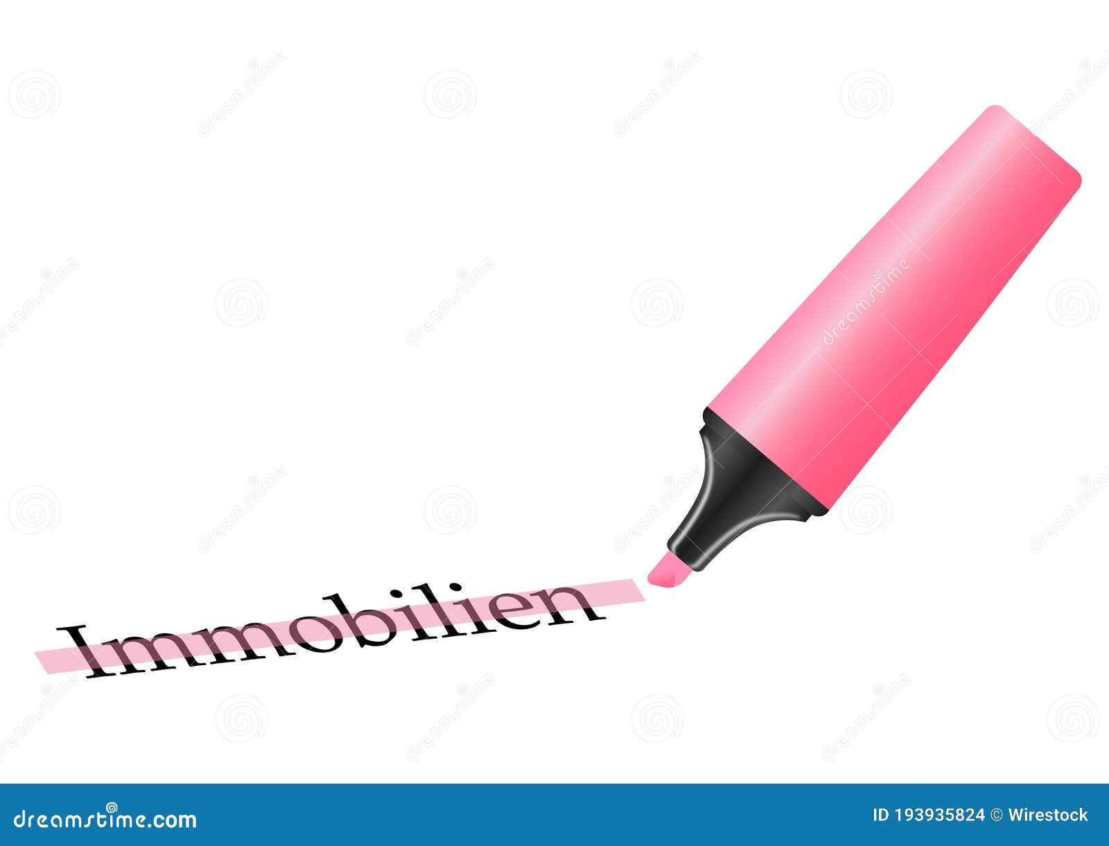 Pink Highlighter Lines Set Isolated On Transparent Background. Marker