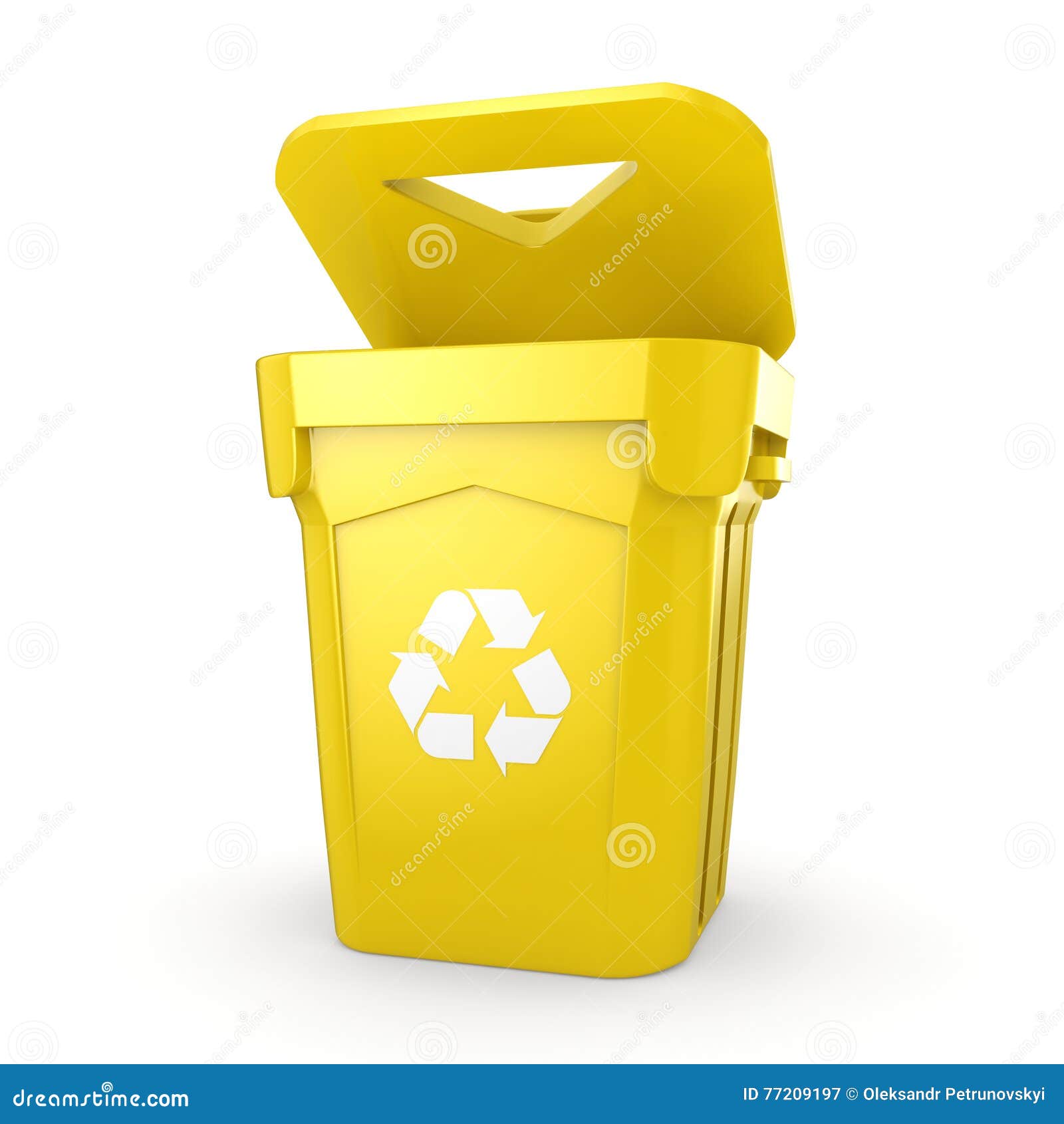 3D Rendering Yellow Recycling Bin Stock Illustration Illustration of