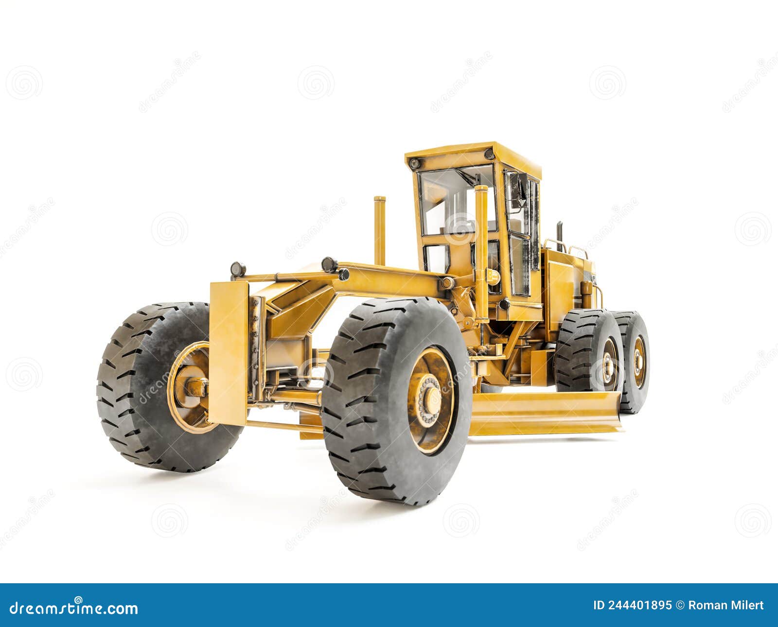 Yellow Road Grading Machine on White Stock Illustration Illustration