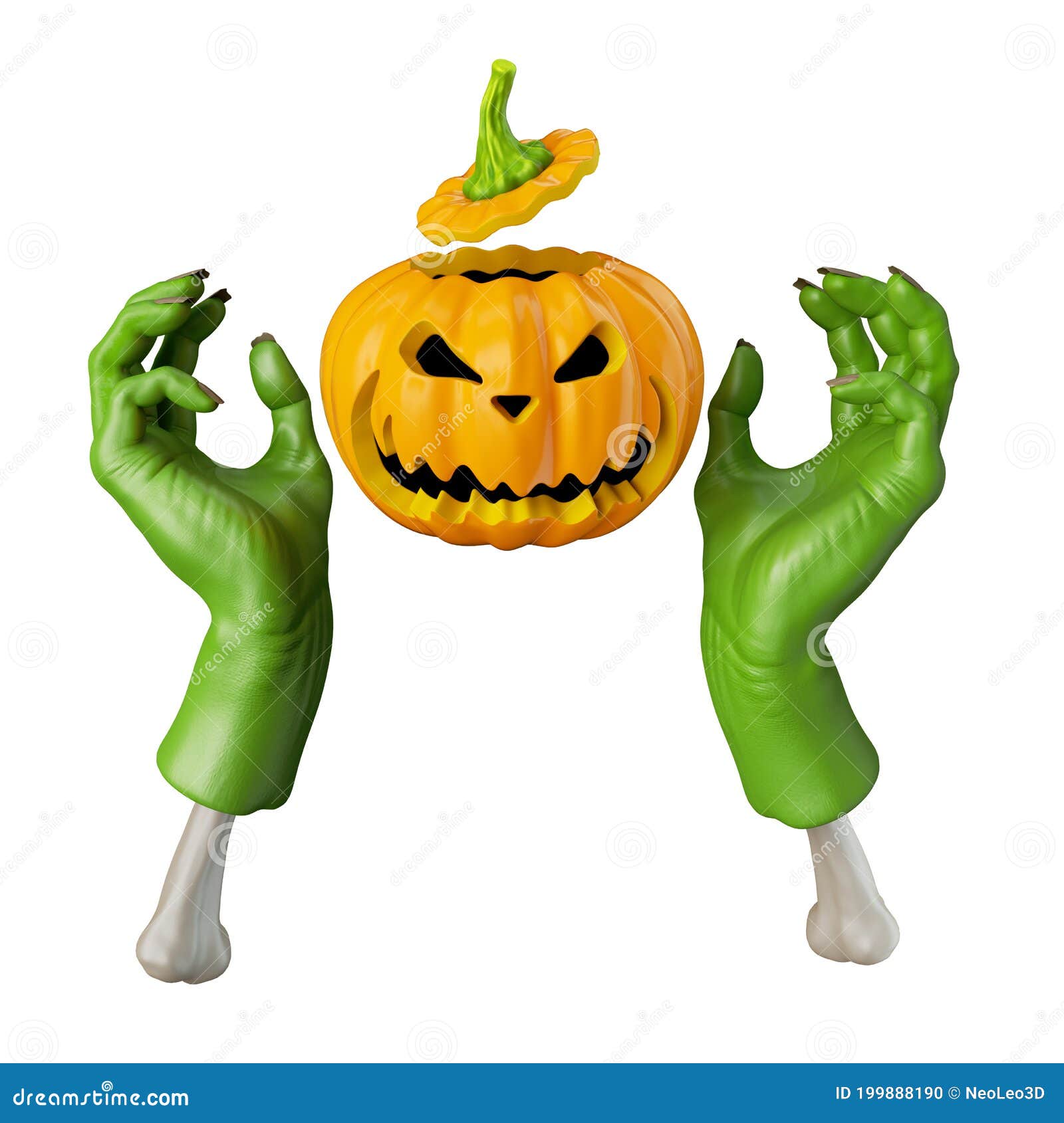 Abóbora De Halloween Com Cara Assustadora 3d Render Imagem