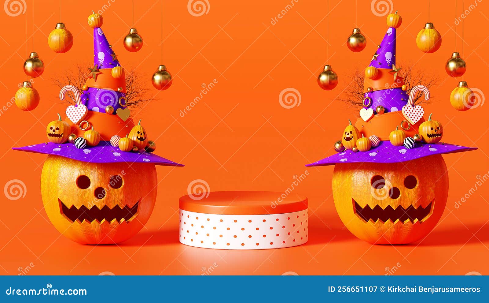 Abóbora De Halloween Com Cara Assustadora 3d Render Imagem