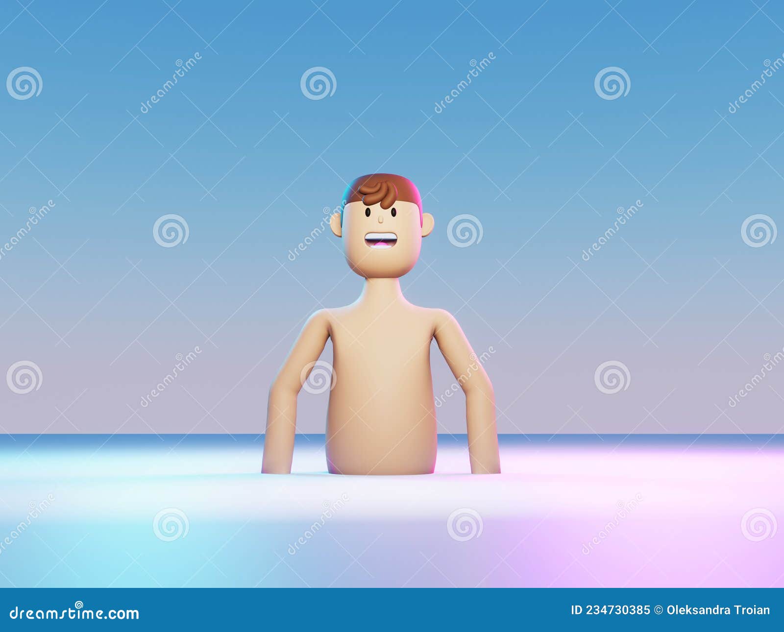 Ilustração de avatar de menino de desenho animado de renderização