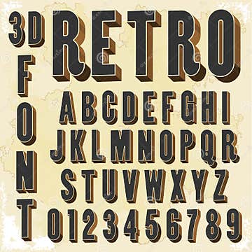 3d Retro Type Font, Vintage Typography Stock Vector - Illustration of ...