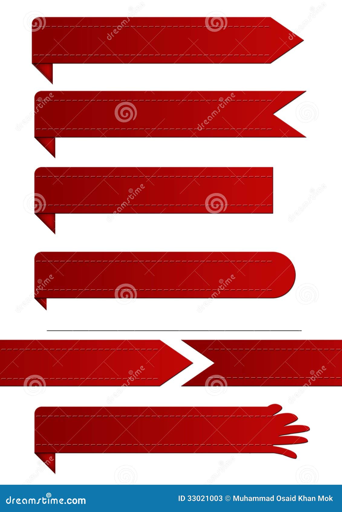 Red And White Ribbon Banners Isolated Stock Photo - Download Image