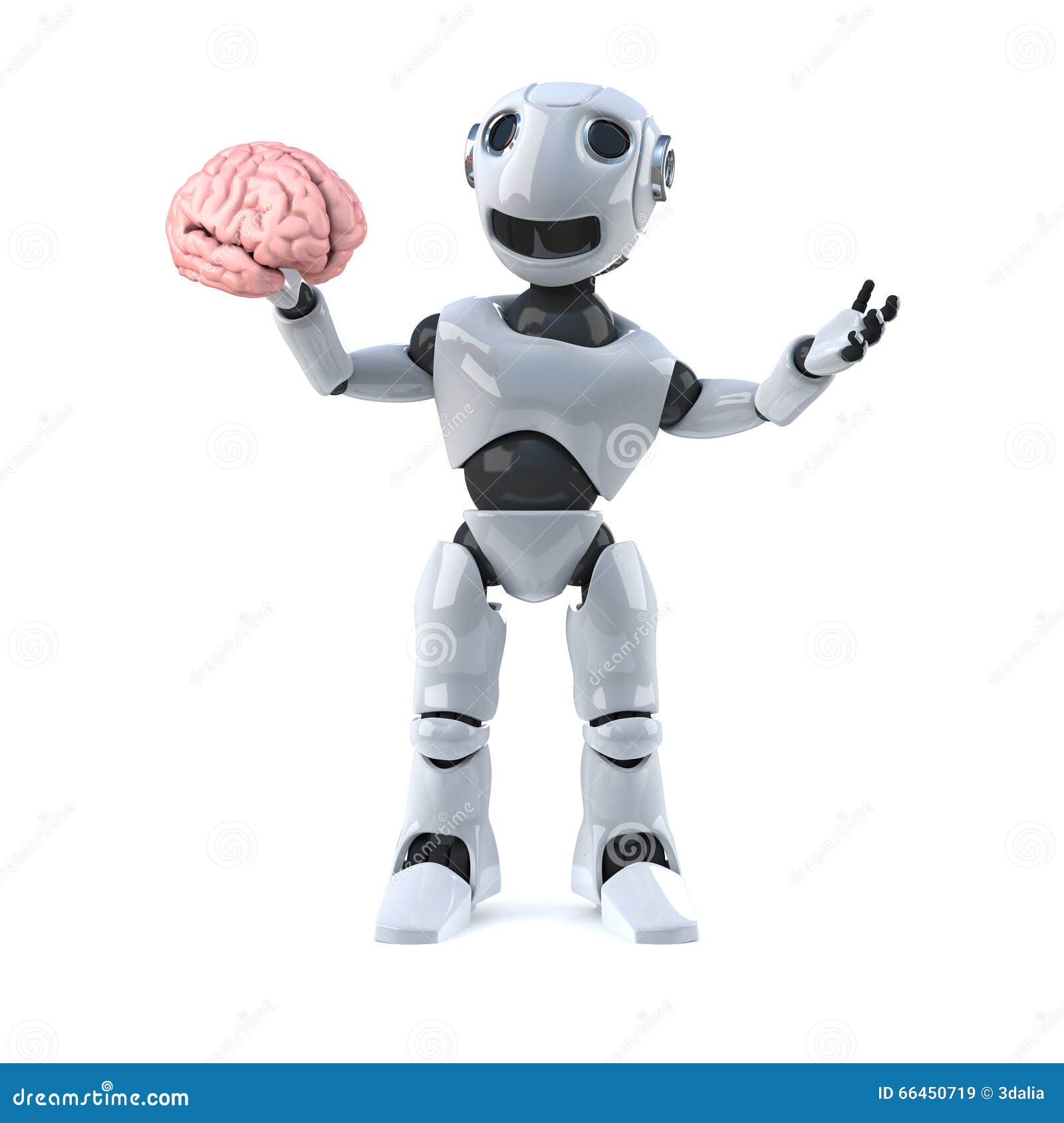 3d Robot has a brain stock illustration. Illustration of android 66450719