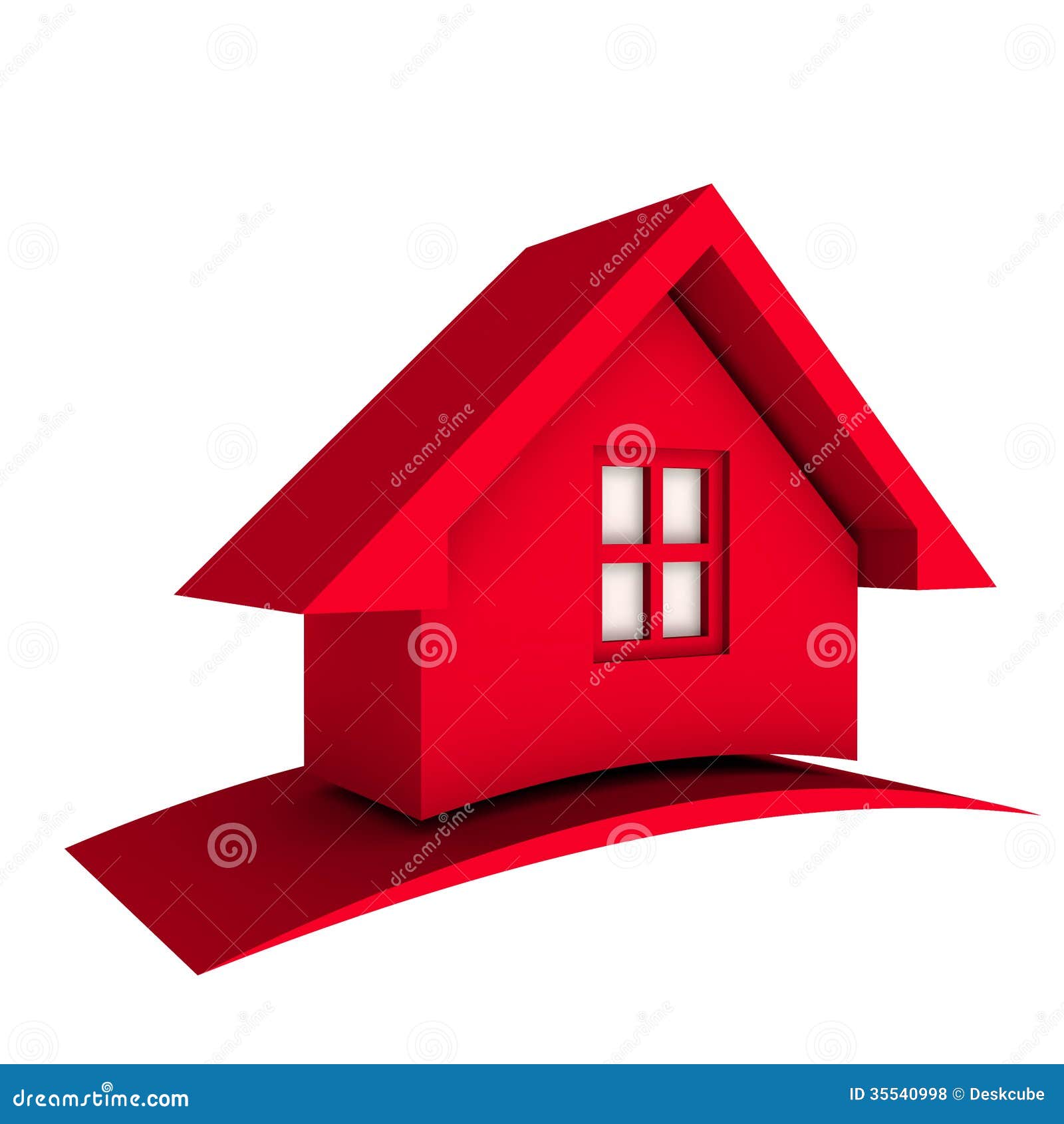 Molester ik ga akkoord met Niet essentieel 3D Rood Huis met swoosh stock illustratie. Illustration of  plattelandshuisje - 35540998