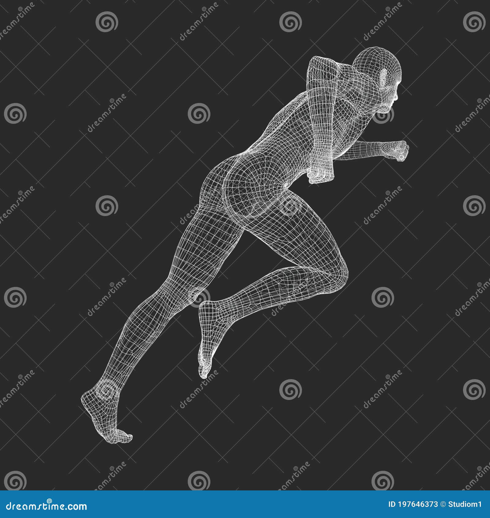 3d Running Man. Human Body Wire Model. Sport Symbol. Low-poly Man in ...