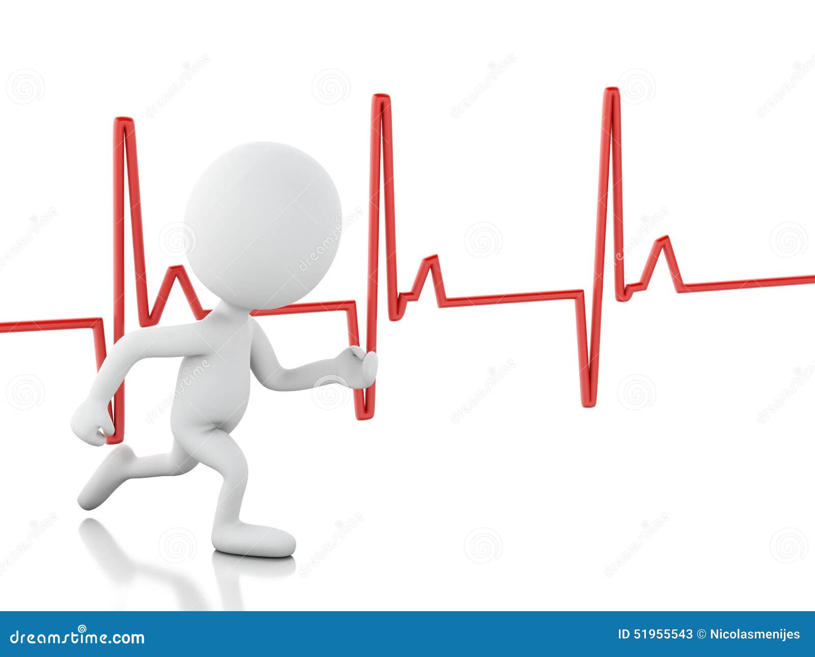 3d Running People with Heartbeat. Medical Concept Stock Illustration - Illustration of heartbeat