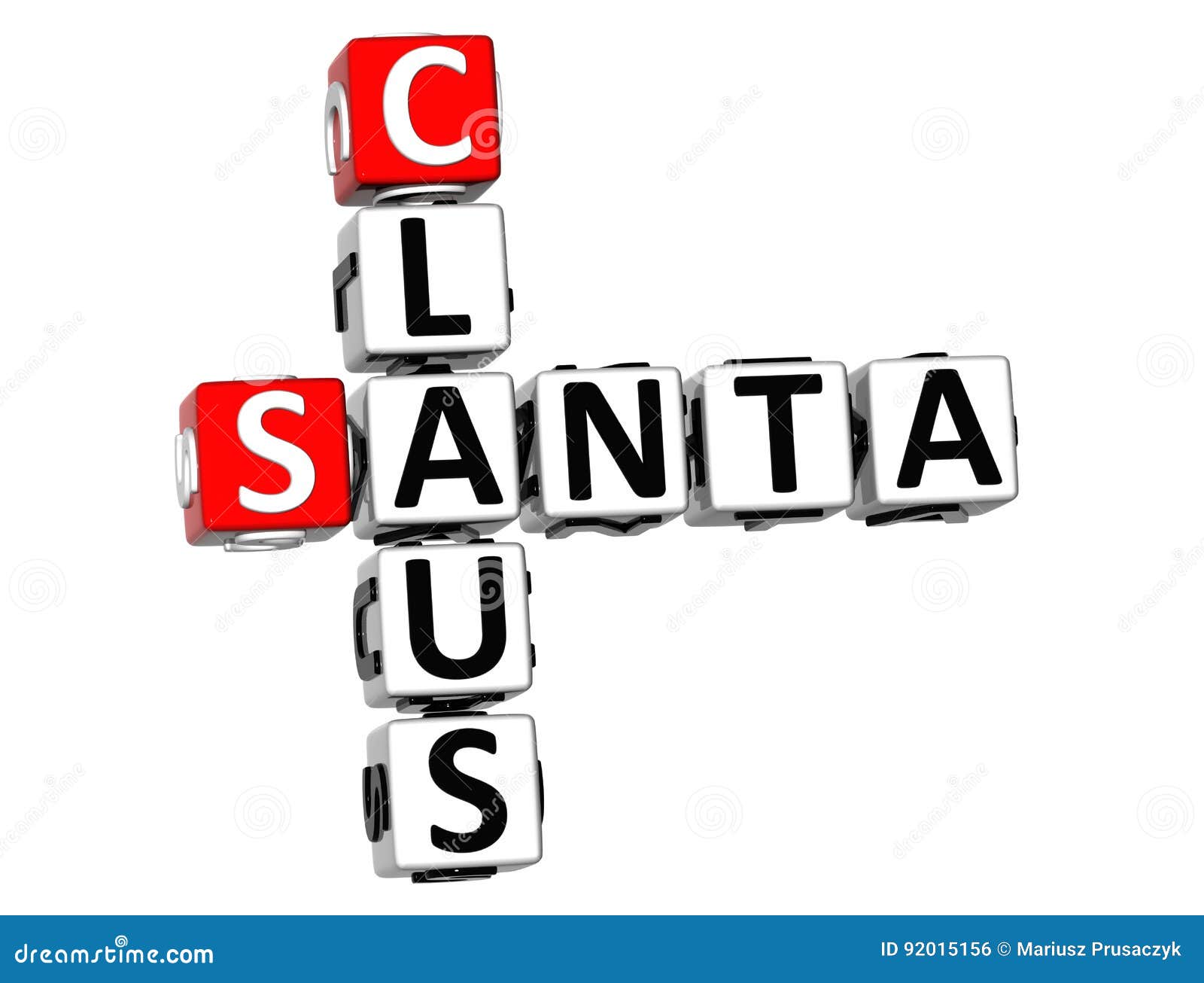 3D Santa Claus Crossword en el backgound blanco