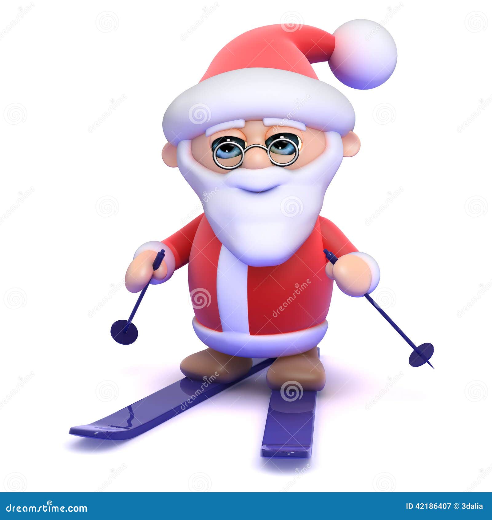 3d Santa on skis stock vector. Illustration of skiing - 42186407