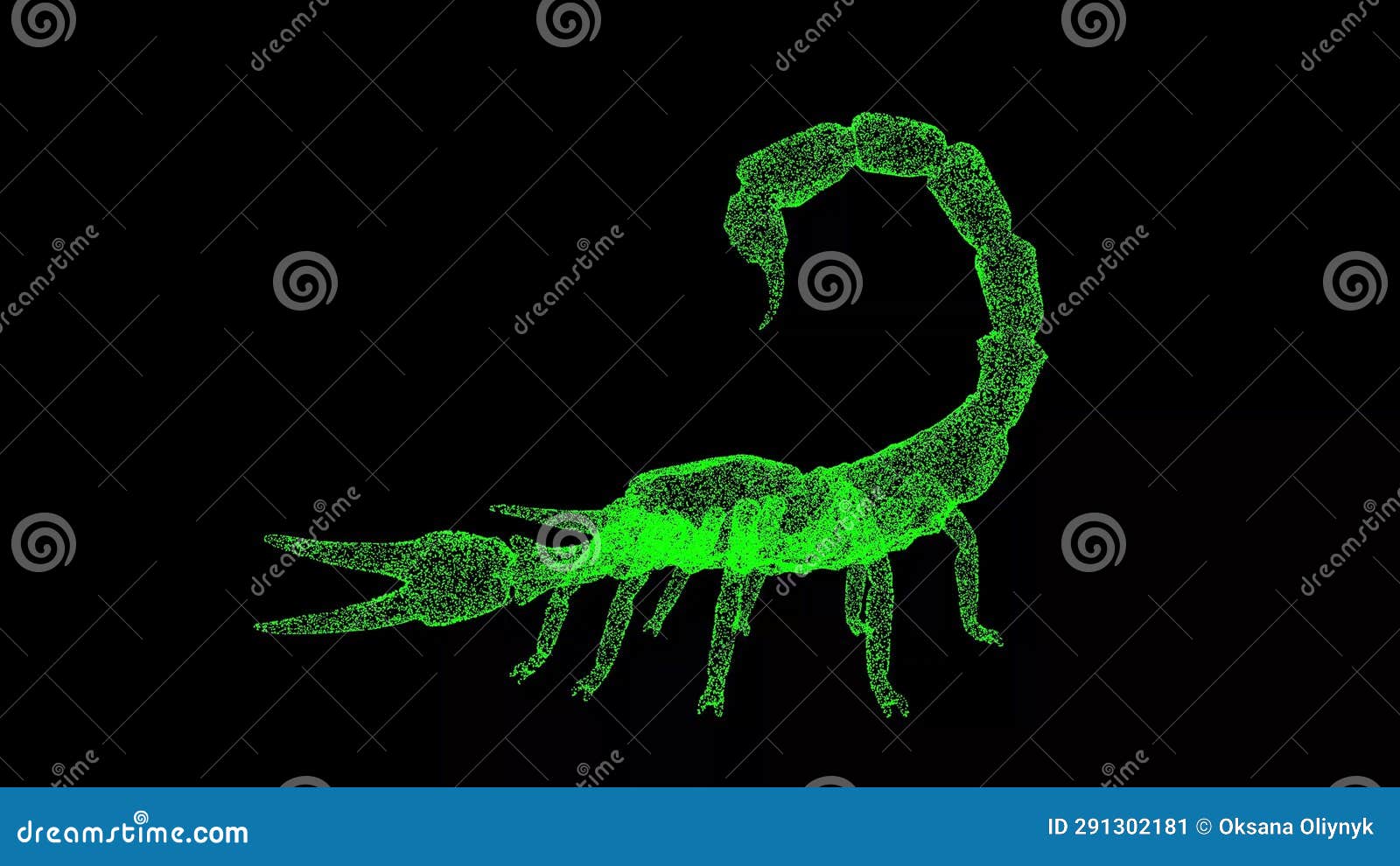3D Scorpion on Black Background. Dangerous Animals Concept. Poisonous