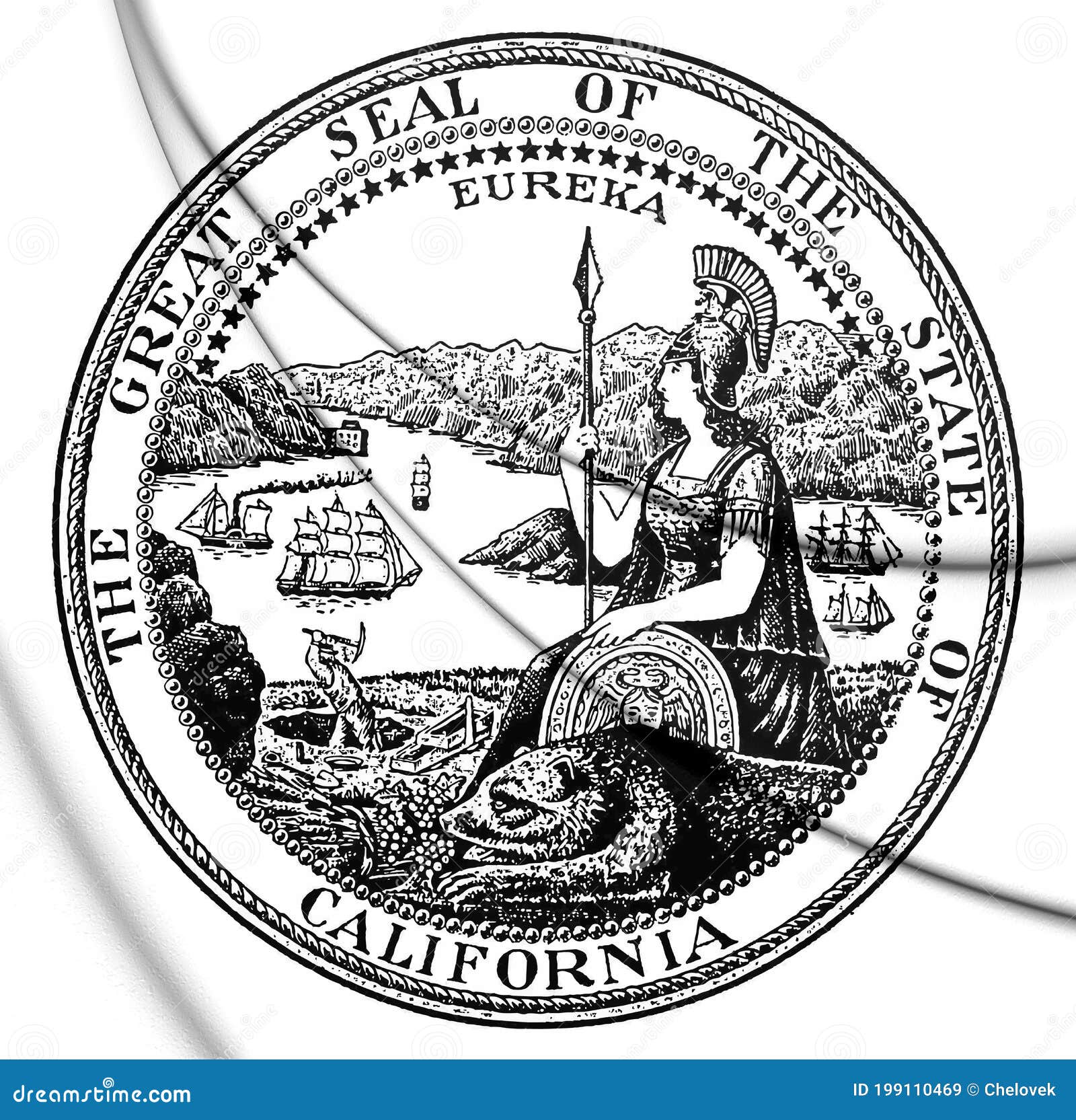 3d seal of california 1928, usa.