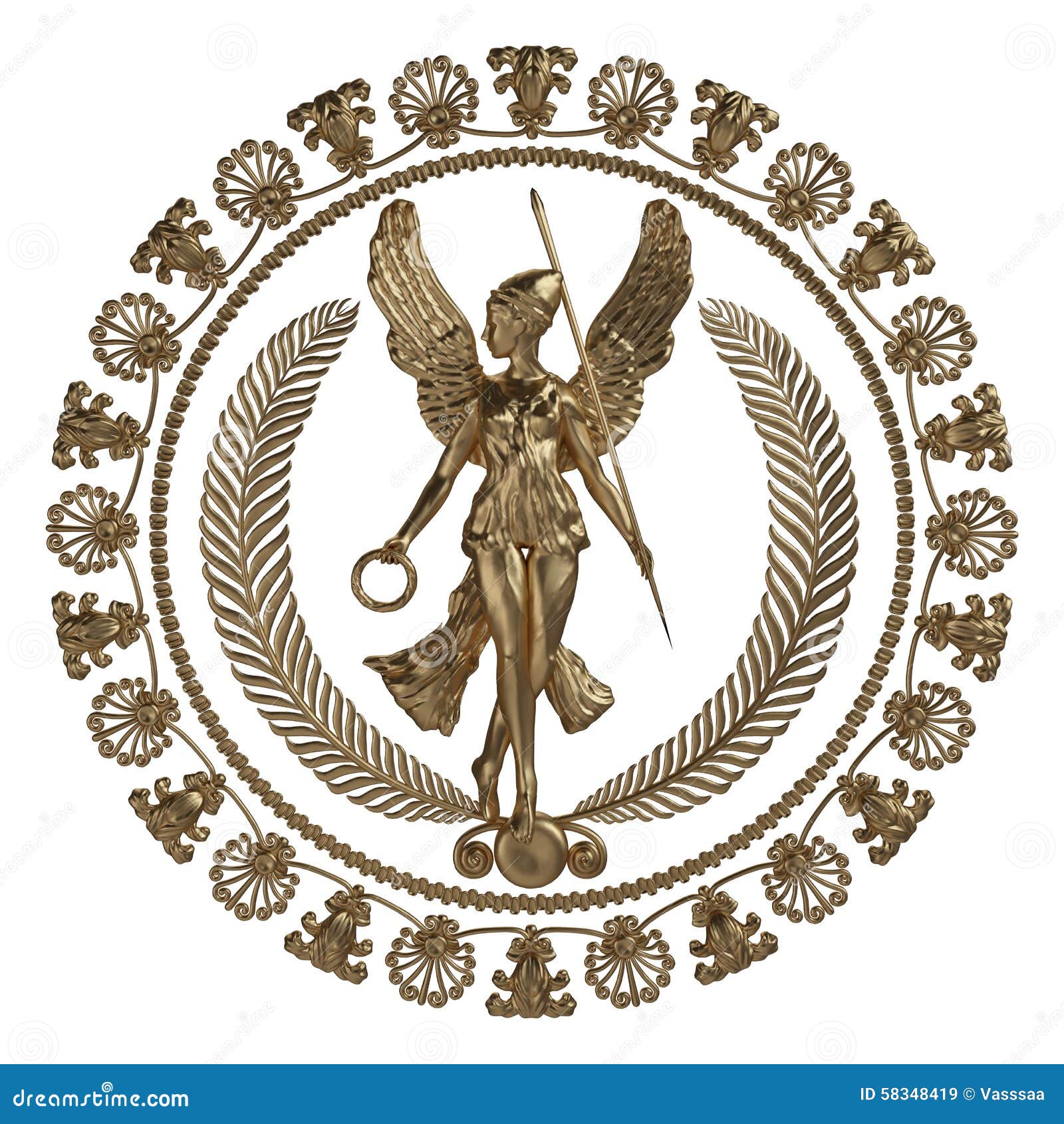 3d Set of an Ancient Gold Ornament on a White Background Stock