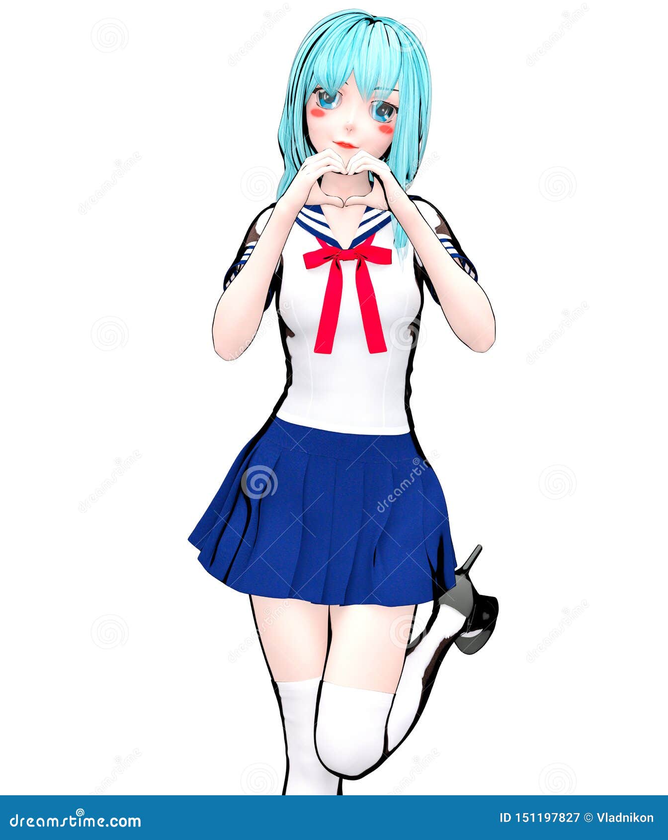 3D Japanese Anime Schoolgirl Stock Illustration - Illustration of digital,  japanese: 151197827
